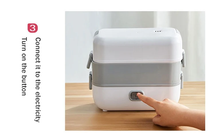 220V Electric Lunch Box Rice Cooker Portable Heating Bento Box Stainless Steel Lunch Box