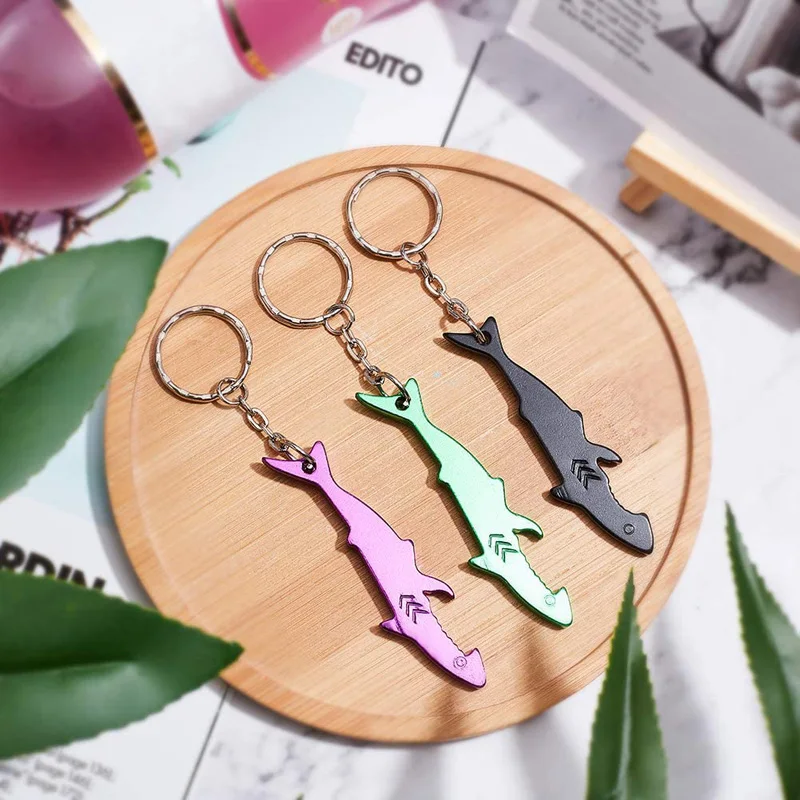 200 Teile/los Aluminiumlegierung Haiförmiger Flaschenöffner Taschen-Schlüsselanhänger Bärenöffner für Camping und Reisen – Detail 6