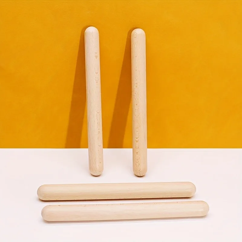 2pcs 8" Natural Hardwood Claves-Classic Wooden Percussion Instruments for Rhythm & Classroom Use