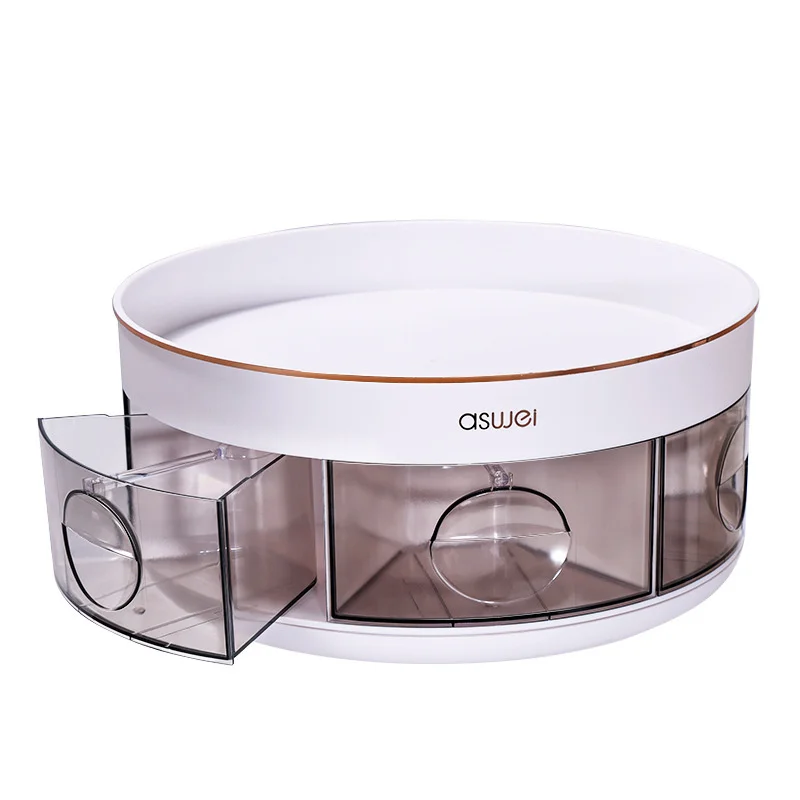 Round condiment box Rotating shelf Kitchen condiment pot Rotating storage tray Multi functional rotating shelf