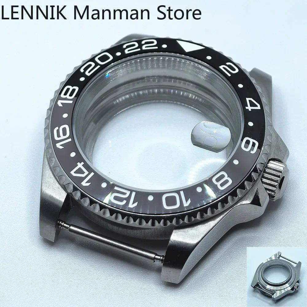 40mm Black PVD Watch Case with Transparent Back Glass
