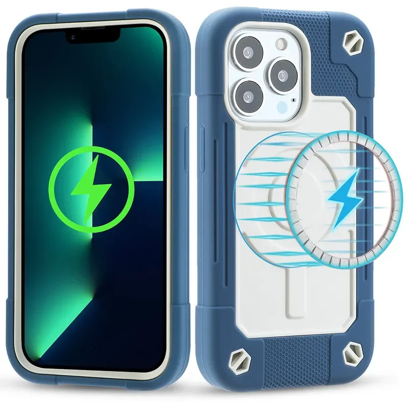 Heavy Armor Shockproof Magnetic Charging Phone Case