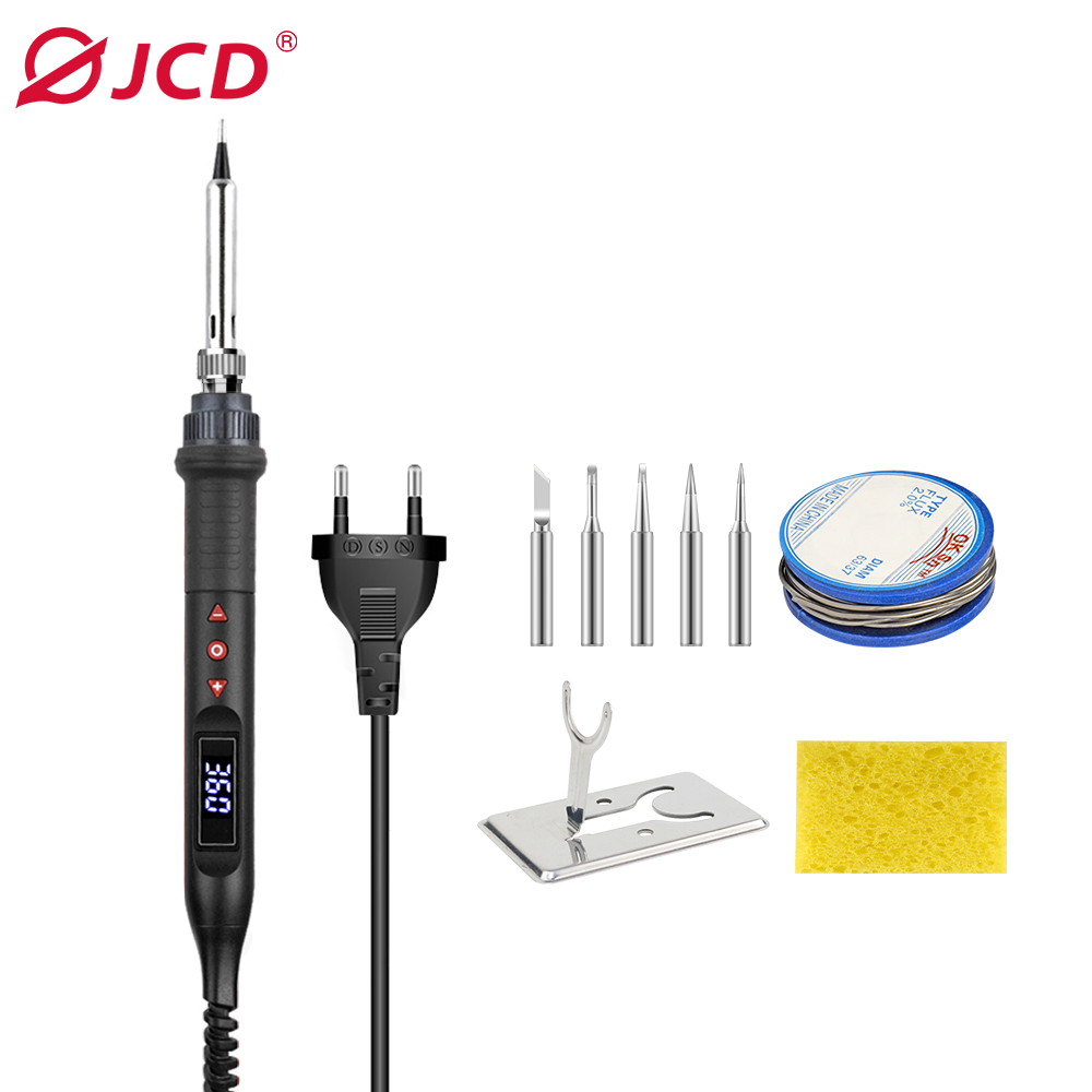 JCD 908U Digital Soldering Iron Set Kit 80W with Switch Adjustable Temperature LCD 220V/110V Welding Repair Tools Ceramic Heater