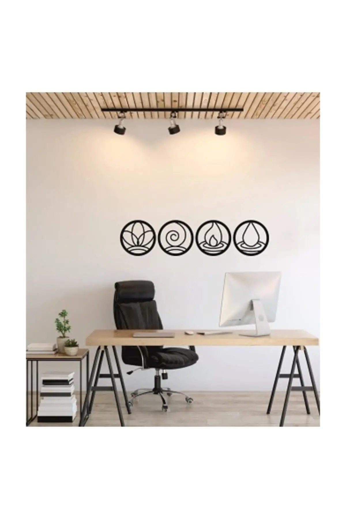 Tavolo Da Parete Decorativo In Legno A Quattro Elementi Nero Opaco Natura Quad Element Symbol Wall Decor Water Fire Wall Decoration Table