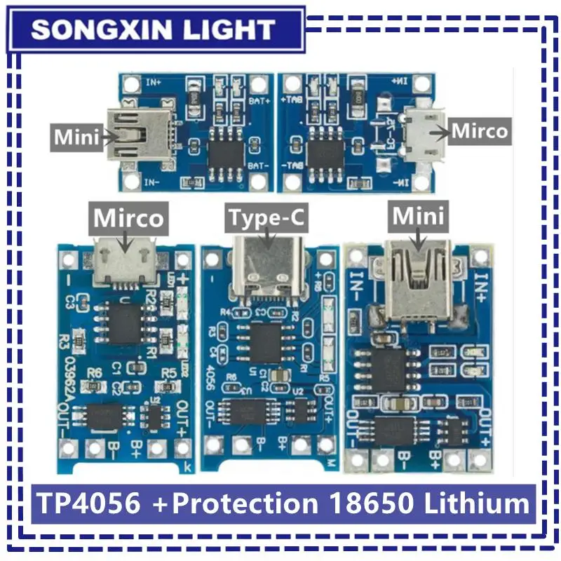 Lithium battery charger TP4056 +Protection Dual Functions 5V 1A Micro USB 18650 Lithium Battery Charging Board Module