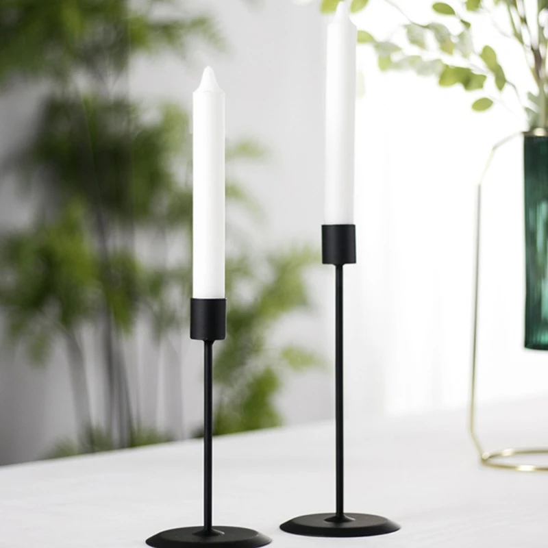 2 Pcs Metal Retro Candle Holder Romantic Candlelight Dinner Living Room Dining Candelabra Table Decorations candle holders