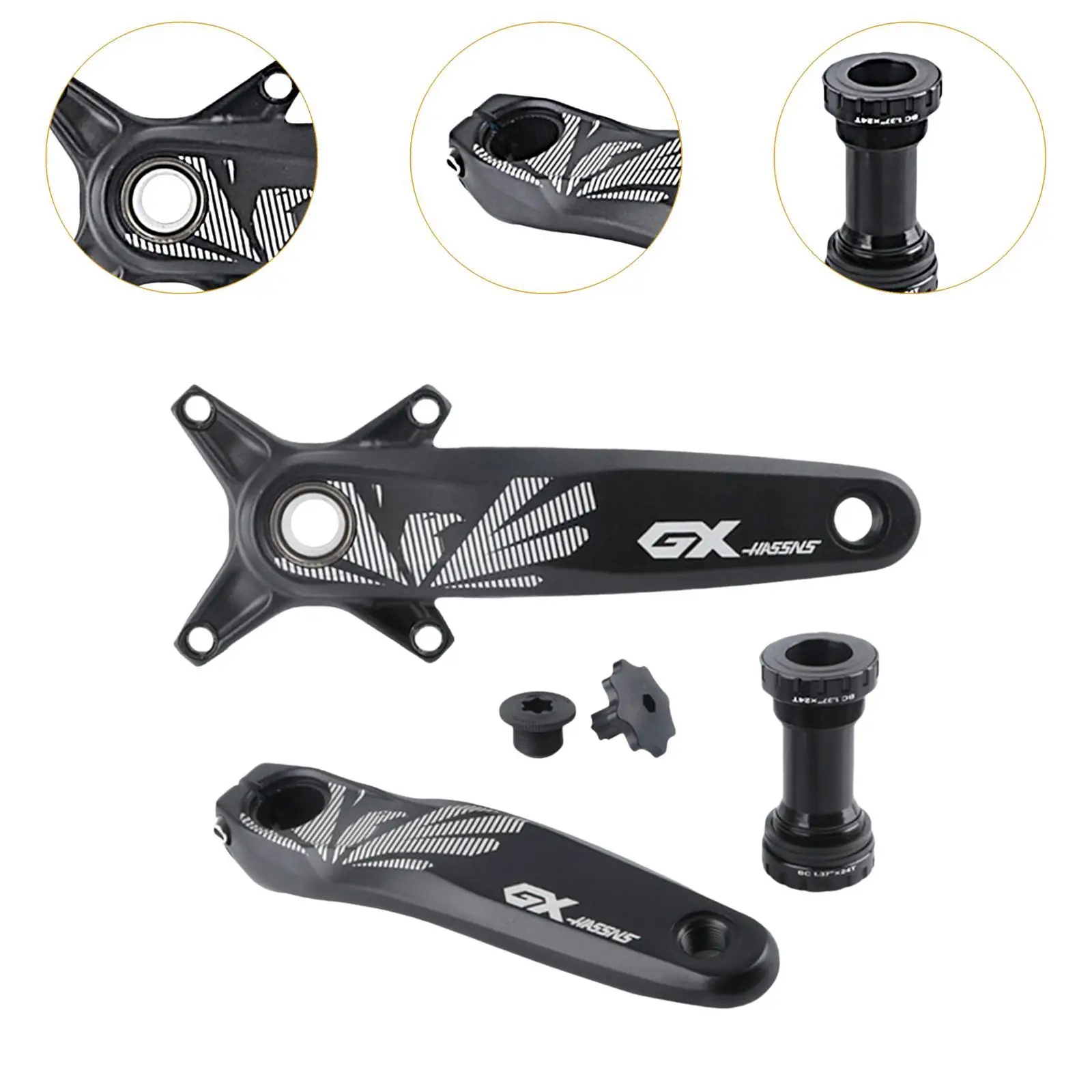 Bicycle Crank Arm Set Waterproof Crank Chainring Set Crank Arm for Trekking Bike Mountain Bikes Road Bikes Repair Replacement