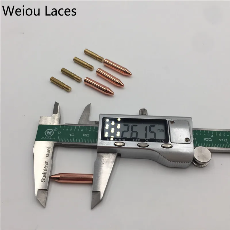 Weiou (20pcs/5 Sets) 5.6*26mm Mirror Polishing Shoelaces Metal Tips DIY Round Gold Bullet Aglets Screw On Clothing Laces Head