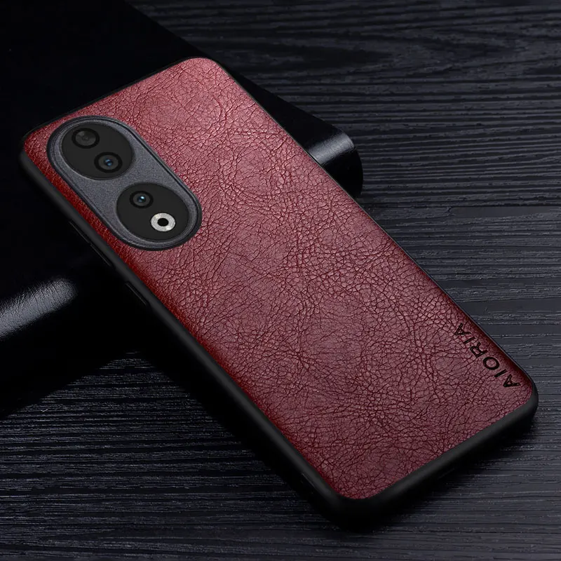 Luxury Leather Business Style Retro Litchi Pattern Back Cover