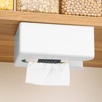 Wall-mounted Tissue Box Napkin Holders Self-adhesive Paper Towel Case Punch Free Removable Paper Box Space-saving Waterproof 2