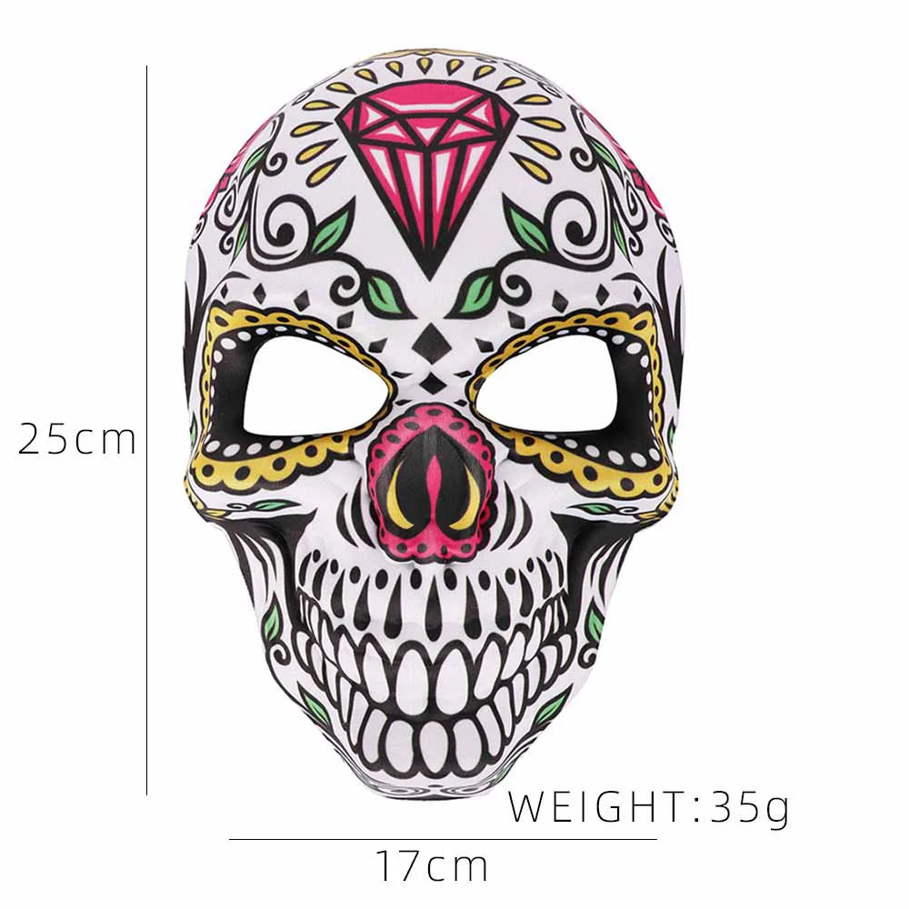 Spooky Day of the Dead Sugar Skull Mask – Festive Cosplay Party Accessory for Halloween Celebrations