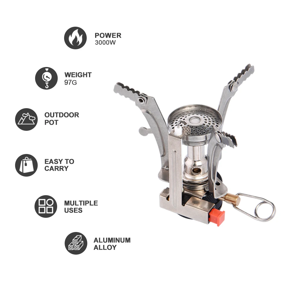 Camping gas stove Portable folding outdoor stove cookware gas burner for hiking picnic BBQ gas tank cooker furnace end