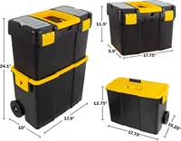 Portable Tool Box with Wheels - Stackable 2-in-1 Tool Chest with Fold-Down Comfort Handles, Tough Latches 2