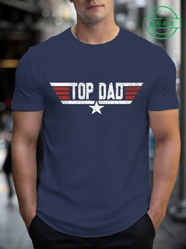 T-shirt da uomo con stampa 'Top Dad' e 'Papa', a manica corta, moda estiva, abbigliamento personalizzato