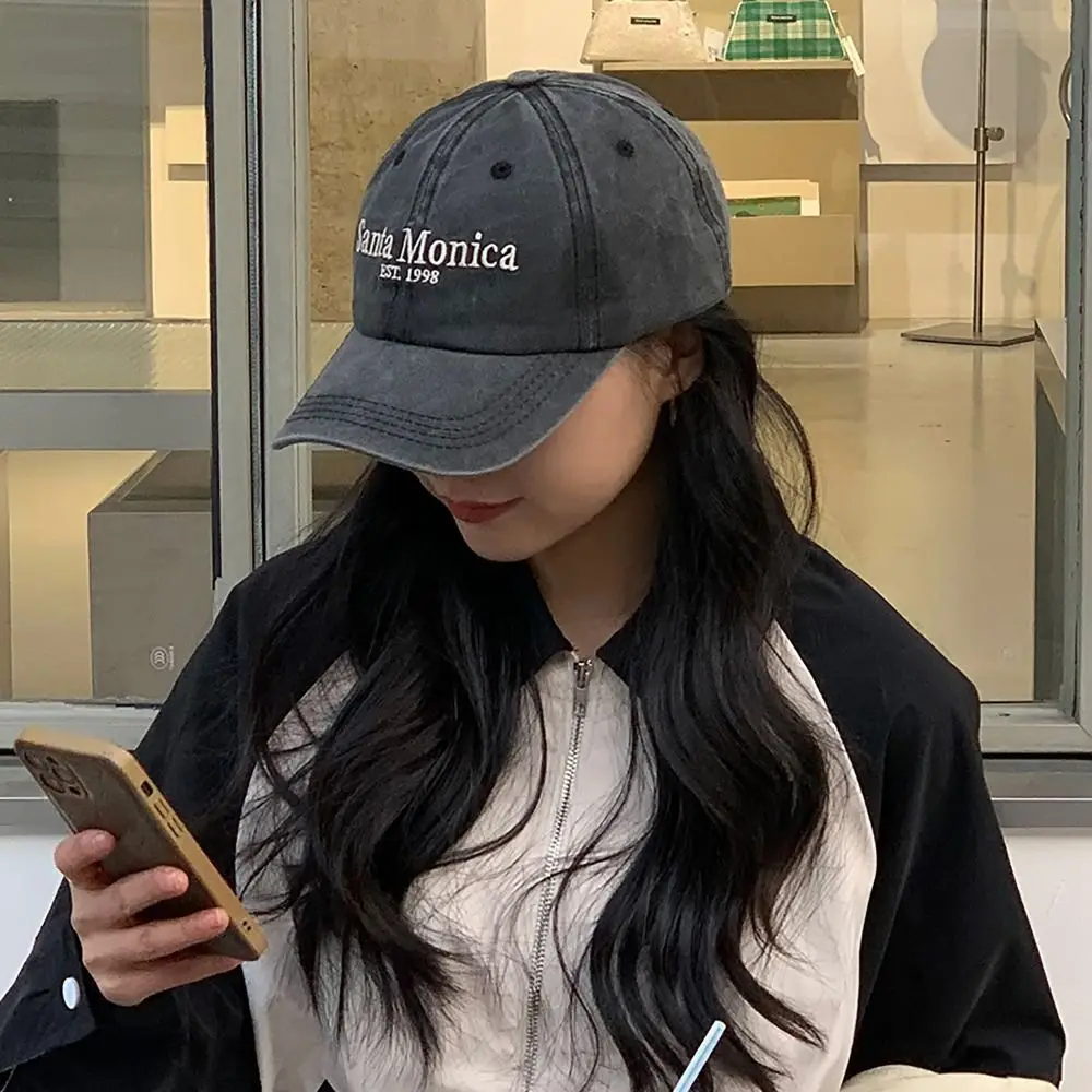 Letter Embroidered Baseball Cap Sun Hat Vintage Sun Protection Face Smaller Peaked Hat Outdoor Sports Hip Hop