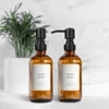 Pump Bottle Dispenser for Liquid Soap, Bathroom Hand Soap Dispenser, Amber Glass Soap and Lotion Dispenser Set, 2pcs 8Oz 250ml 1