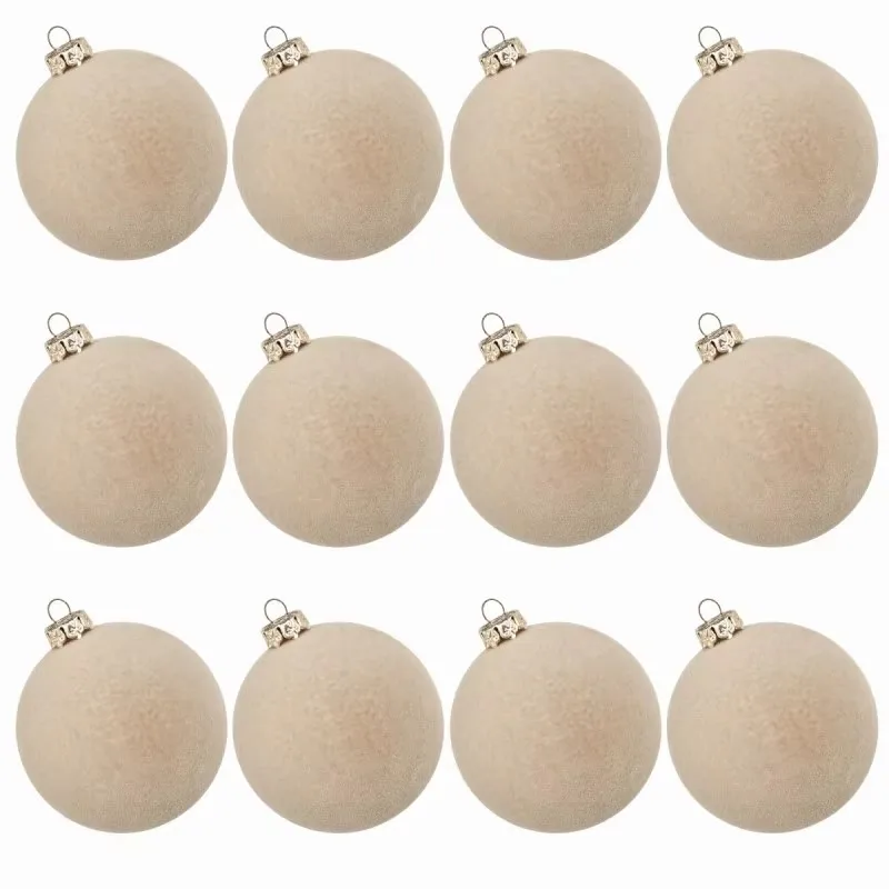 Juego de 12 bolas de Navidad con adornos de terciopelo y aros colgantes para decorar el árbol de Navidad y el hogar