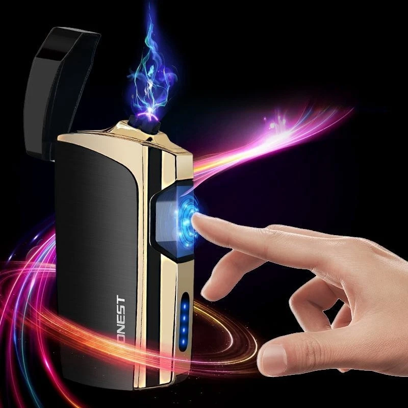 

Creative Dual Arc Lighter Charging Induction Windproof USB Cigarette Lighter Metal Pulsating Flameless Cigarette Accessories