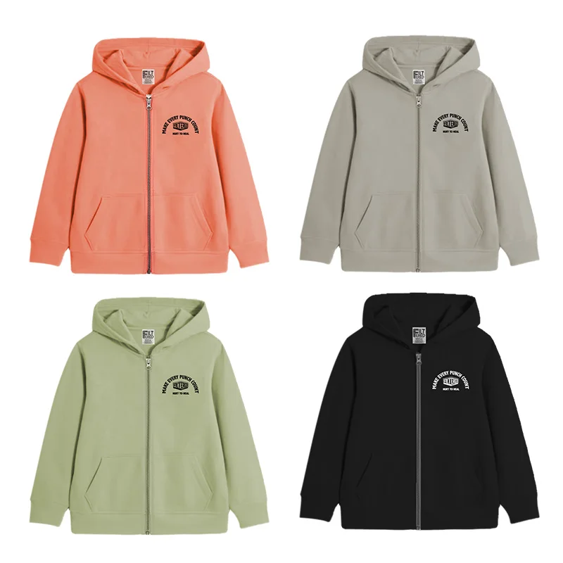 Filtered Sportswear Children's Cardigan Zipper Sweatshirt Boys girls Autumn New Boxing Training Wear Long Sleeve Top 069YTMY069