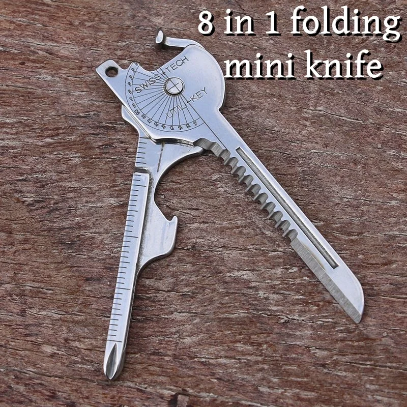 Compact 8-in-1 Multi-Function Tool Keychain with Bottle Opener and Screwdriver