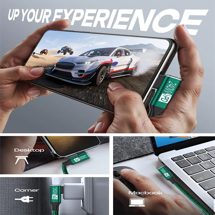 High-Speed 240W USB-C to USB-C Durable Nylon Charging Cable
