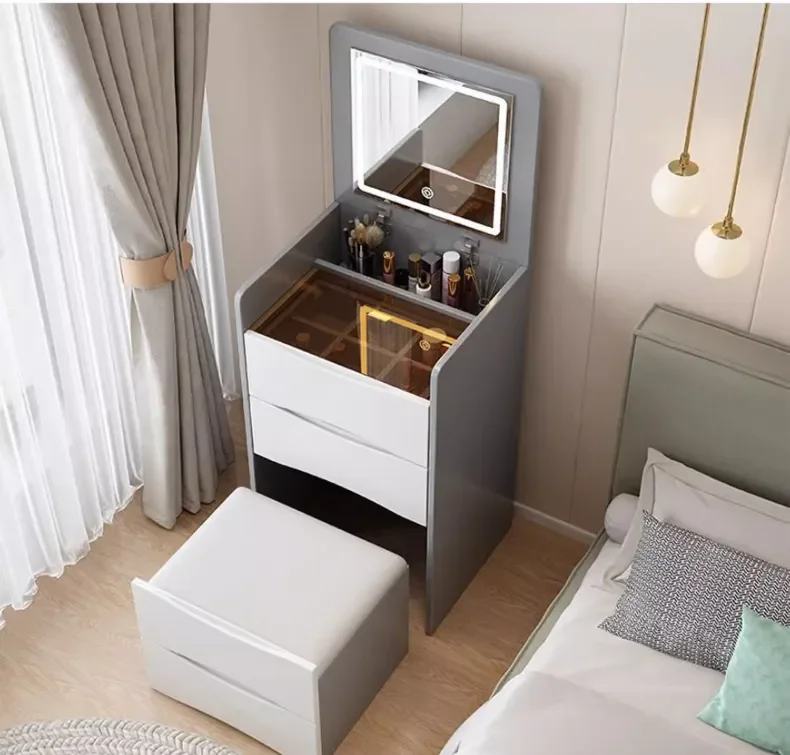 Description Picture 5 of itemNew Internet Celebrity Cream Dresser Modern Simple Multifunctional Dresser Storage Including Dressing Stool Household Items