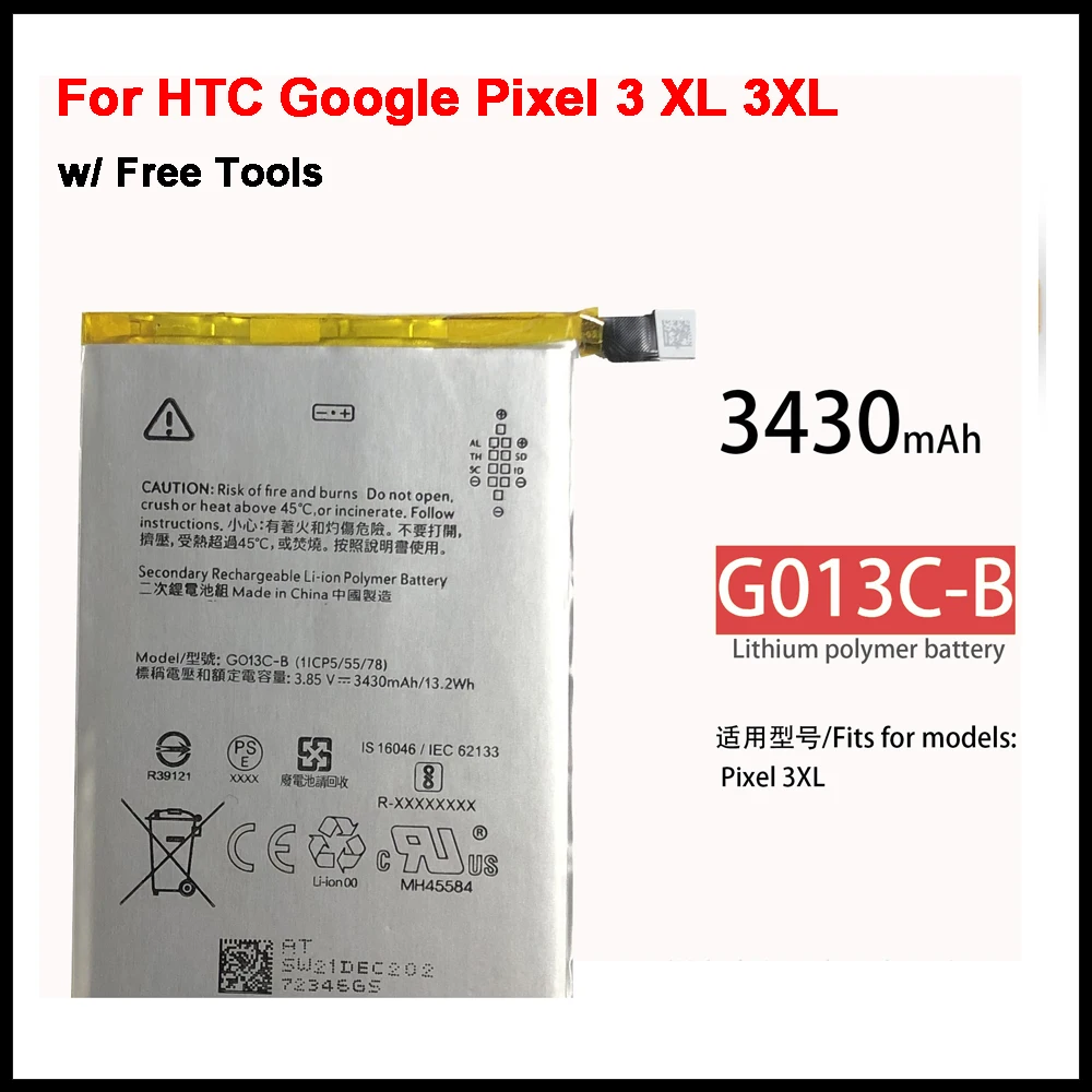 

Аккумулятор 3430 мАч/Вт-ч для HTC Google Pixel 3 XL 3XL + набор инструментов для ремонта
