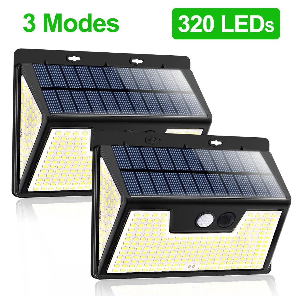 solar powered patio lights 320 LED Garden Solar Light Outdoor Waterproof Solar Lamp with 3 Lighting Mode Motion Sensor Security Wall Light for Street Patio solar post cap lights Solar Lamps