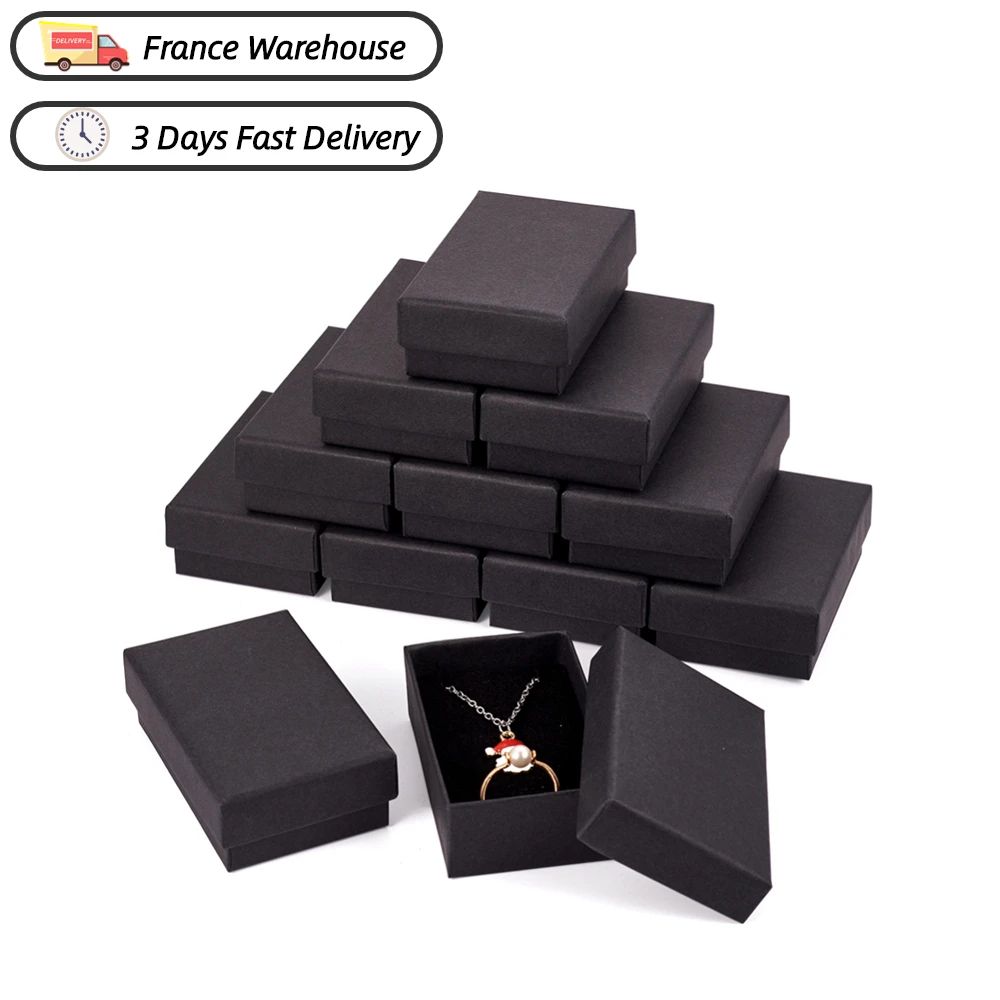 18/24pcs Tan Black White Cardboard Jewelry Box Marble White Ring