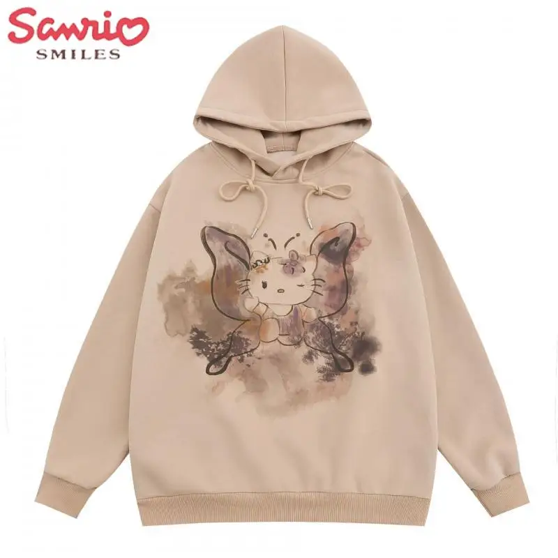 

Kawaii Sanrios Y2K толстовка с капюшоном Hello Kitty Повседневная Свободная куртка с рисунком милое пальто для улицы подарок для Одежда для пар и девочек