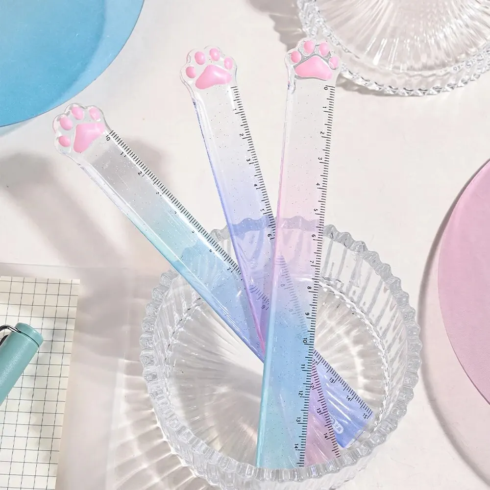 Cats Paw Ruler 3Style Twingo Transparent Gradient High Value Student Stationery Drawing Gauge