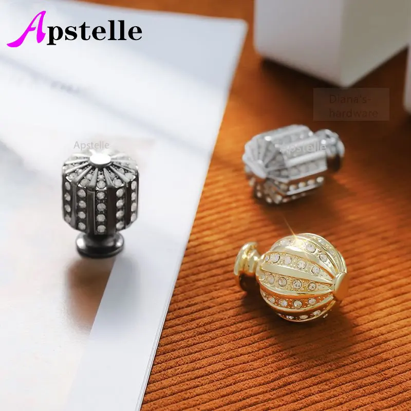 

APSTELLE Light Luxury Cabinet Door Drawer Single Hole Handle High End Crystal Drill Single Hole Handle Cabinet Wine Handle