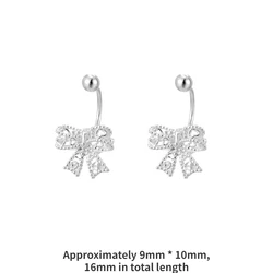 Elegant Sterling Silver Heart Bow Stud Earrings - Minimalist Fine Jewelry (ET2697S)