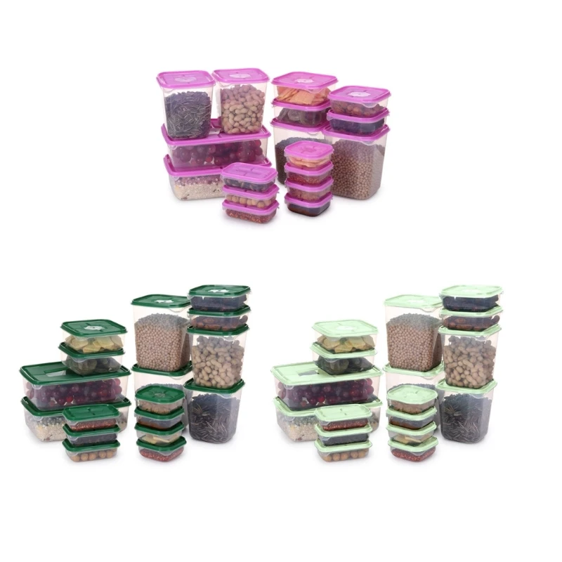 

E5BB 17Pieces Stackable Refrigerator Bins MultiPurpose Kitchen Organization