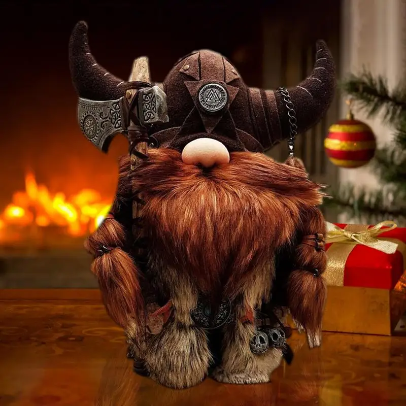 

2023 New Viking Warrior Gnome Doll Axe Standing Plush Kawaii Resin Statue Office Living Room Home Decor Outdoor Resin Statue