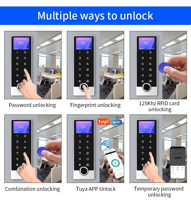 LCD Screen WIFI Tuya app Fingerprint Access Controller Keypad Waterproof RFID St