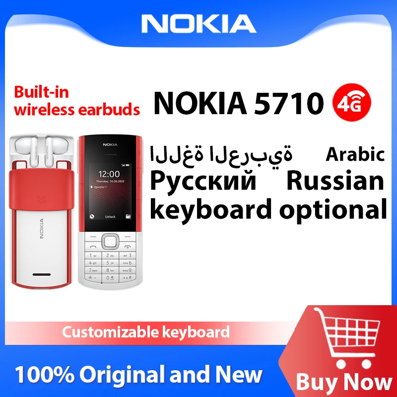 Nokia 5710 XpressAudio BuiltIn Wireless Earbuds MP3 Player Music Buttons 2.4" 1450mAh Dual SIM