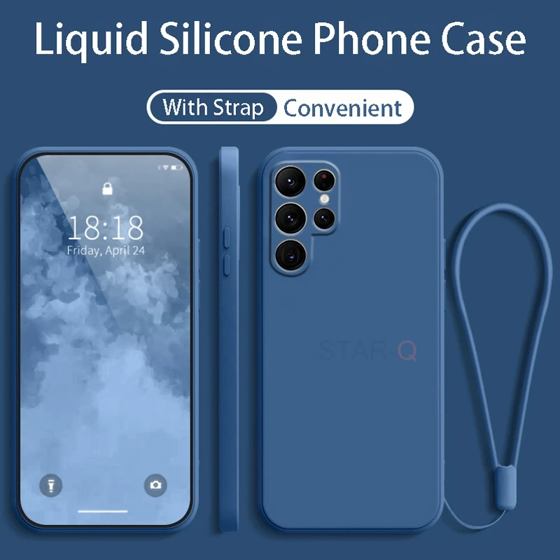 Enhanced Liquid Silicone Phone Case with Lanyard Back Cover - Original Strap