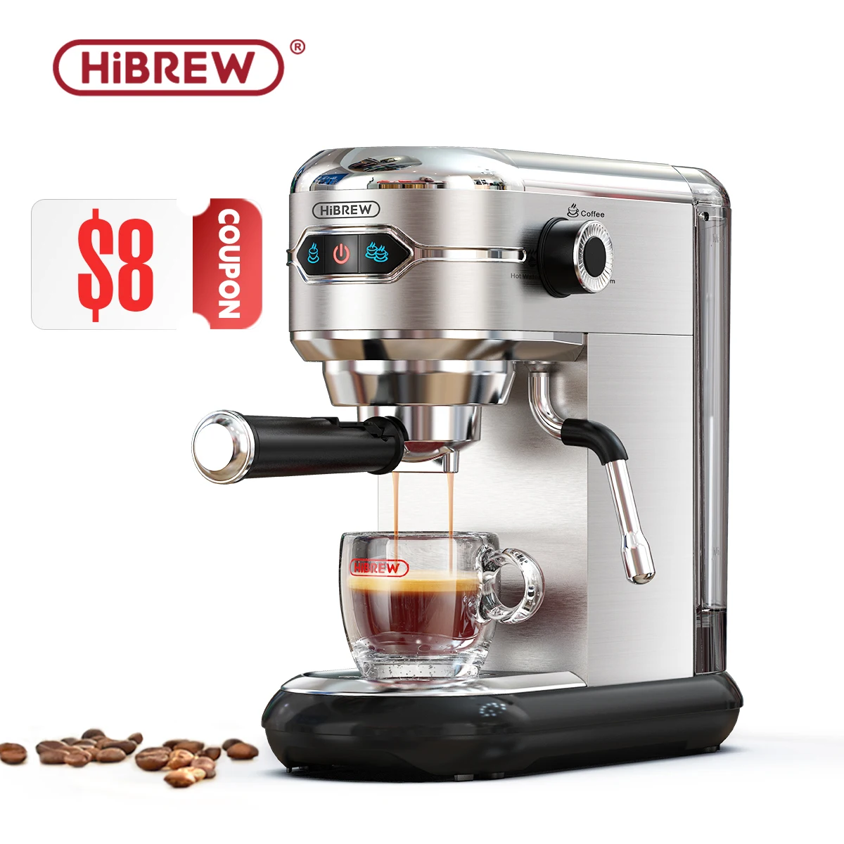 HiBREW Coffee Machine 19Bar 4in1 Multiple Capsule Expresso Cafetera Dolce  Milk&Nexpresso Capsule ESEpod Ground Coffee Pod H2 - AliExpress