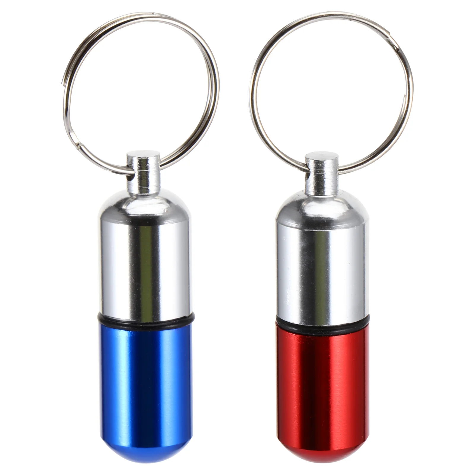 

2 Pcs Medicine Bottle Outdoor Pill Container Key Ring Fish Oil Waterproof Holder Fob Case Aviation Aluminum Emergency Travel
