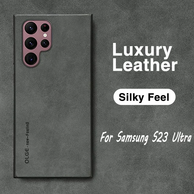 Coque de téléphone classique en peau de mouton, étui en cuir mat pour Samsung Note 20 Ultra 10 Plus S23 S22 S21 S20 FE_voghion.com