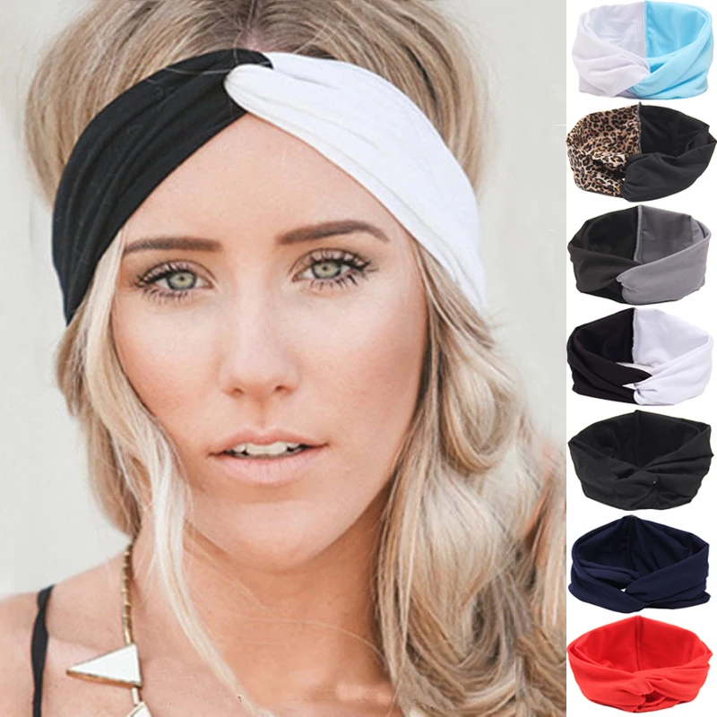 Girls Hair Accessories Twist Turbans Headband for Women Elastic Bow Hairbands Head Band Yoga Headbands Patchwork Headwear