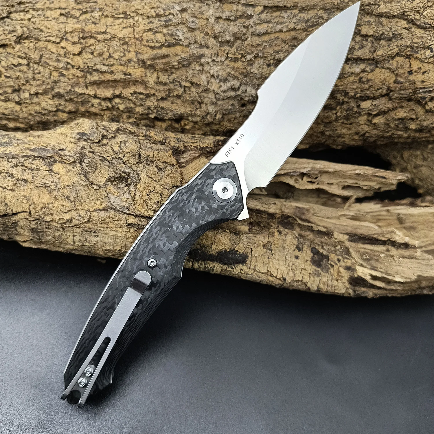 Description Picture 6 of itemFREETIGER New FT51 Folding Pocket Knife K110 Steel G10/Carbon Fiber Handle Ceramic Ball Bearing Camping Tactical EDC Knives