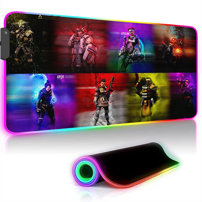 APEX Legends RGB LED Gaming Mouse Pad Game Mats Laptop Luminous Anti skid Cool Computer Offices