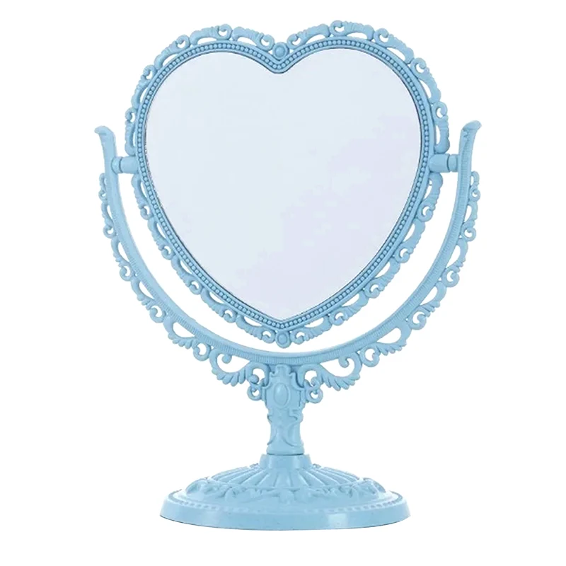 مرآة مكياج لسطح المكتب على شكل قلب، مرآة مكياج محم...