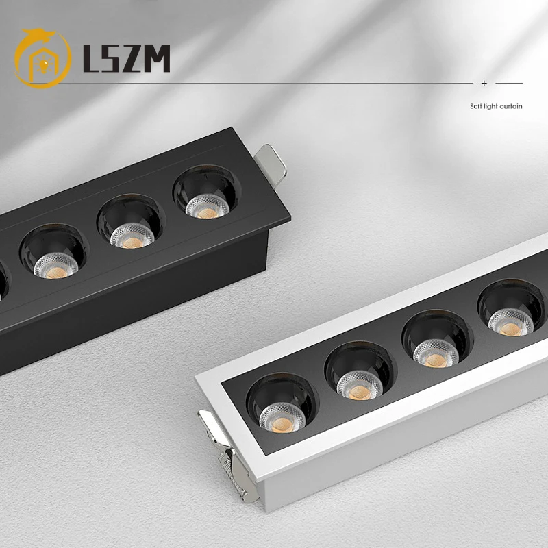 

Embedded LED Spotlight Anti-glare LED Linear Grille Light Aluminum COB LED Strip Downlight Rectangle Indoor Lighting 10W 20W 30W