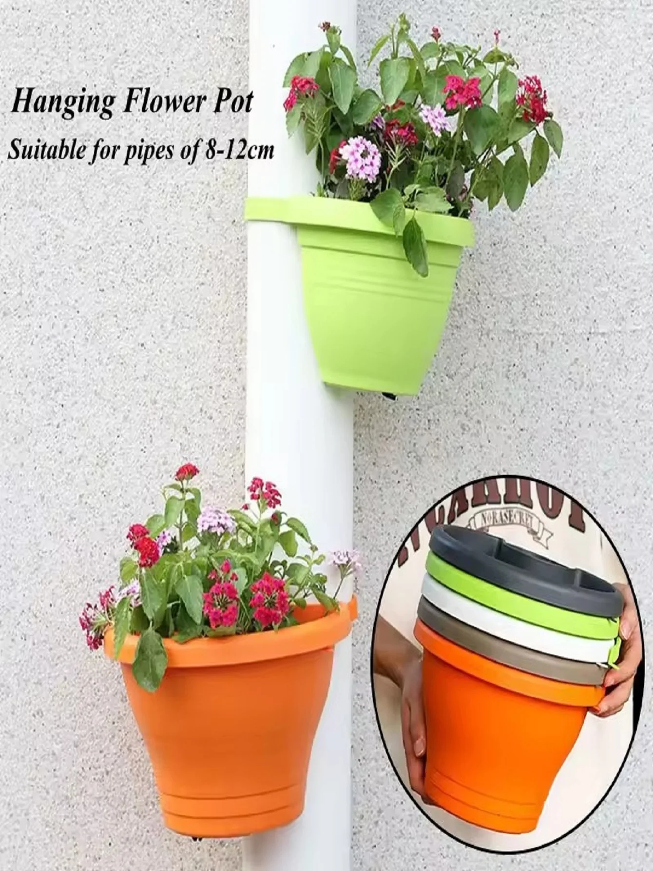 Vaso de flores pendurado cesta criativa armazenamento calha downspout vaso de flores interior &uacute;til corrim&atilde;o pendurado plantador flower pot plant pot