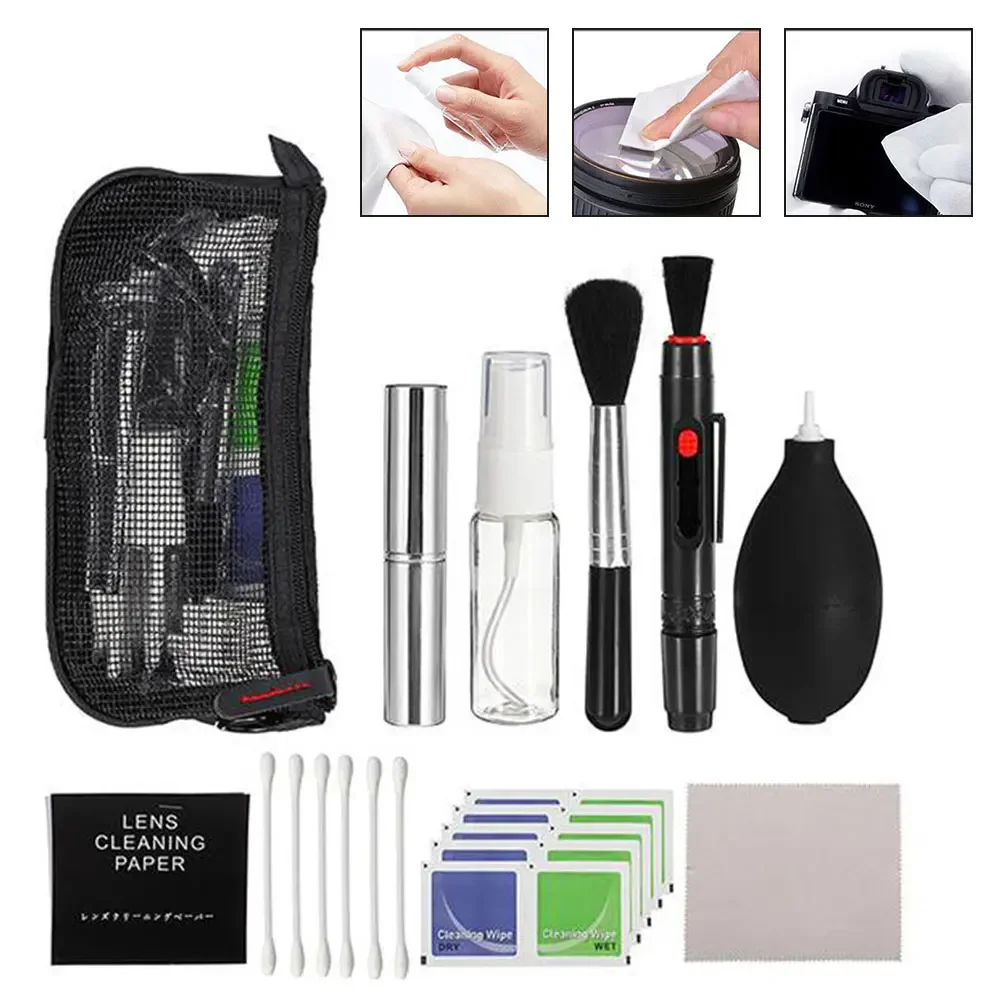 Kit per la pulizia dell'obiettivo della fotocamera Set professionale di strumenti per la pulizia dell'elettronica antigraffio con spazzola per la pulizia del ventilatore dell'aria Salviette Pinzette - Image 6