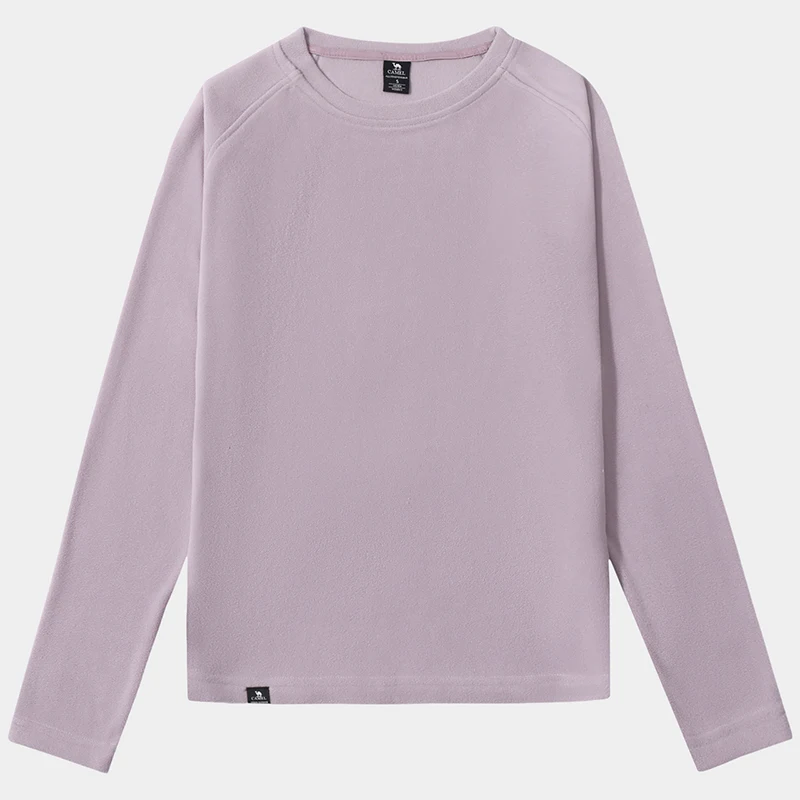 GOLDEN CAMEL Outdoor Round Neck Fleece Sweater Men Women Autumn Simple Warm Long-sleeved T-shirt Couple fishing shirt