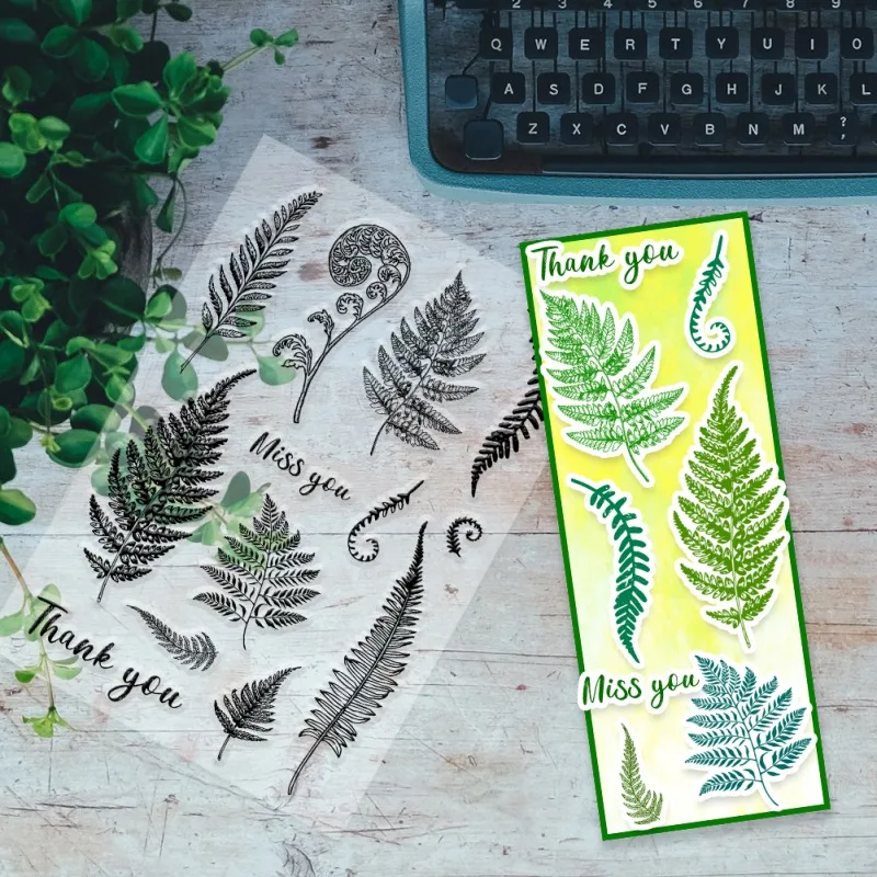 Clear Stamps Fern Leaf Rubber Stamps Grass Plant Pattern Scrapbooking